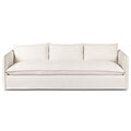 Sofa tapicerowana o spokojnej linii z eleganckim profilem w odcieniu bieli