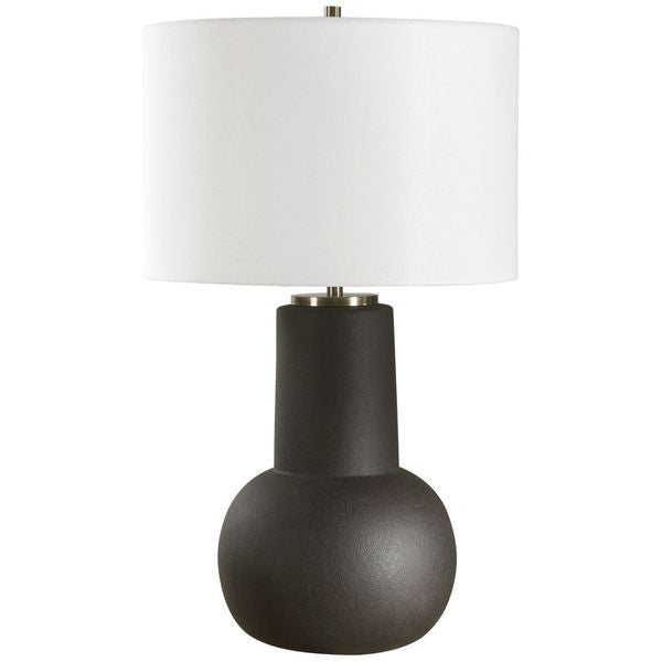Lampa stolowa o prostej sylwetce z dopracowana sylwetka w odcieniu bieli