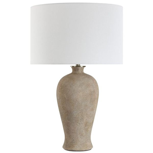Lampa stolowa o wyrazistej formie z prostym detalem w odcieniu bieli